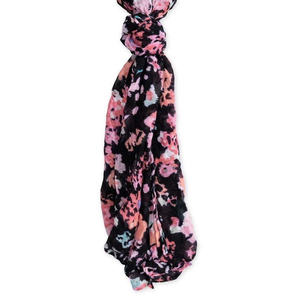 Floral Scarf Sheer Lightweight Black Womens Fashion Accessory Business Casual